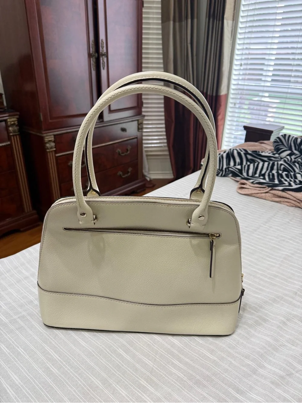 kate spade Cream Dome Satchel with Gold Hardware